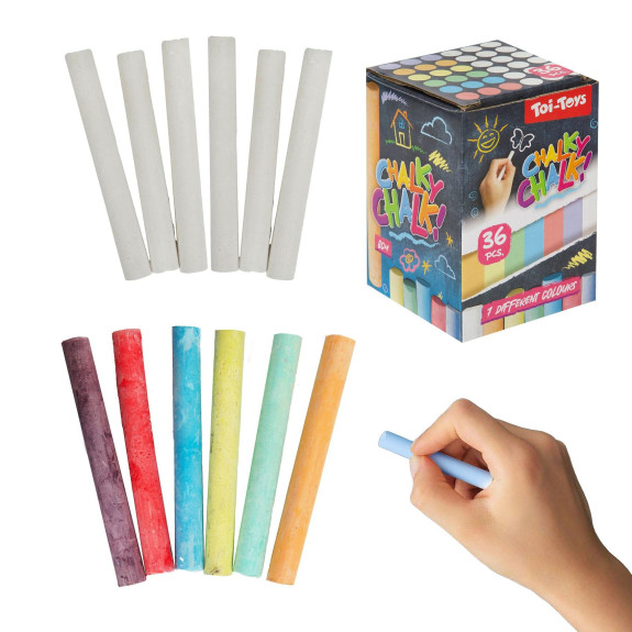 Kriedy tabuľové 36 ks biele + farebné 8 cm 24 m+