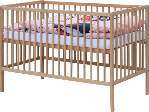 Detská postieľka prírodná s kompletnou výbavou 120 x 60 cm Pimpi Scarlett