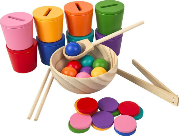 Dúhové guličky, mince a kalíšky 8 farieb 2Kids Toys