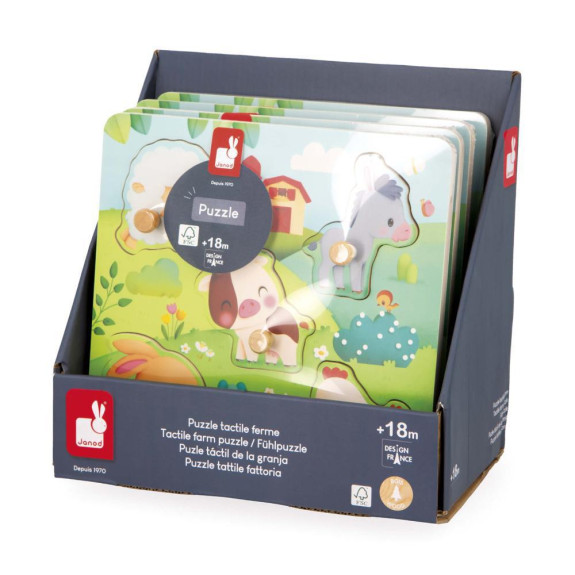 Drevené vkladacie puzzle s úchytom Zvieratká Janod Farm