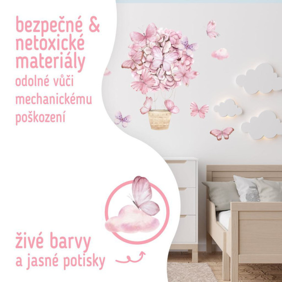 Nástenné samolepky do detskej izby, Pink Butterflies Sipo