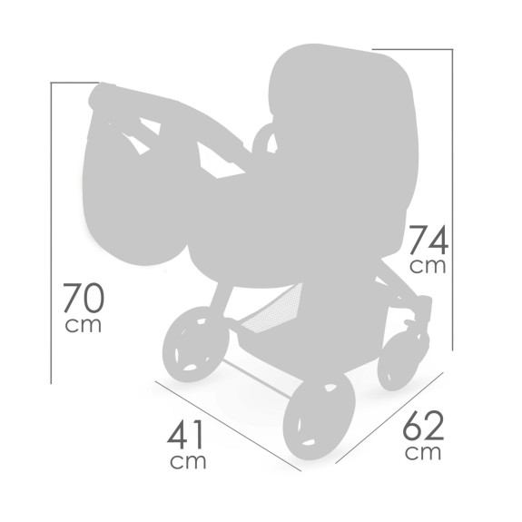 Skladací kočík pre bábiky 3 v 1 s taškou Tulipe 70 cm DeCuevas