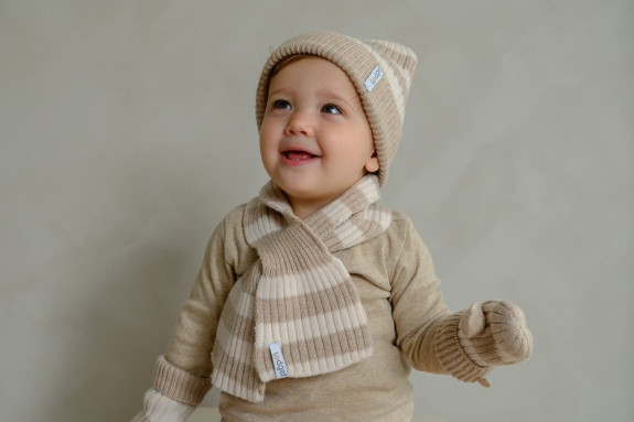 Čiapka Stripe Merino Beige Lodger