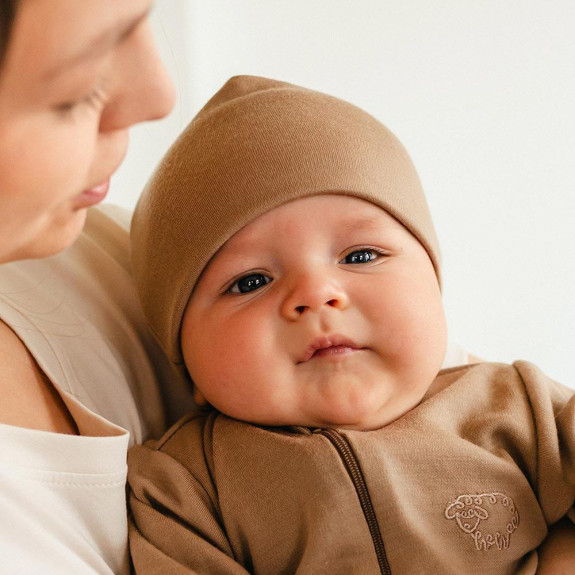 Merino baby čiapočka karamelová Eevi