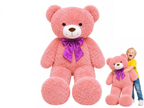 Medveď plyšový 120 cm s mašľou ružový 0 m+ v darčekovej krabičke Teddy Greetings