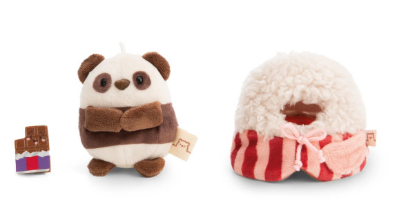 Plyšová MyMochi Panda Kono 8 cm v kostýme popcorn s čokoládou v darčekovom balení Nici