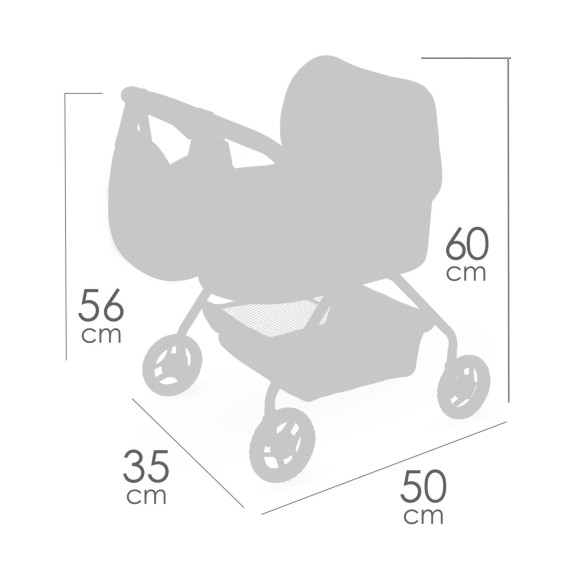 Môj prvý kočík pre bábiky s taškou Tulipe 56 cm DeCuevas