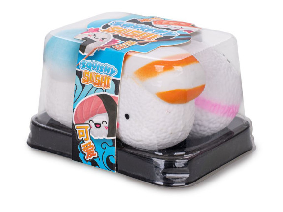 Squishy Sushi Kawaii 5 cm – stláčacie sushi kamaráti, sada 3 ks