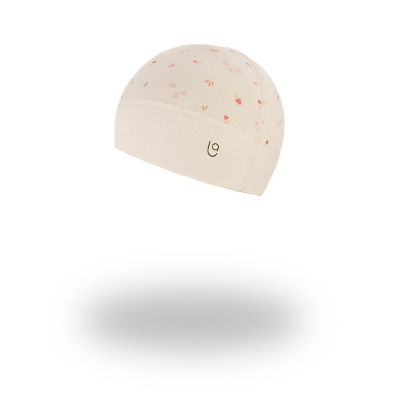 Čiapka šmyk dojčenská Tlač Outlast® biela káva srdiečka Little Angel Vel. 0 (33 - 35 cm)