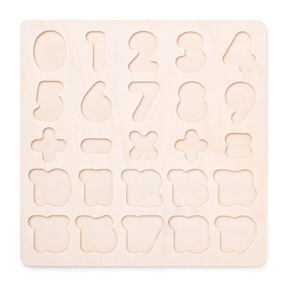 Puzzle - číslice na doske Woody