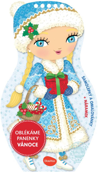 Obliekame bábiky Vianoce - Omaľovánky