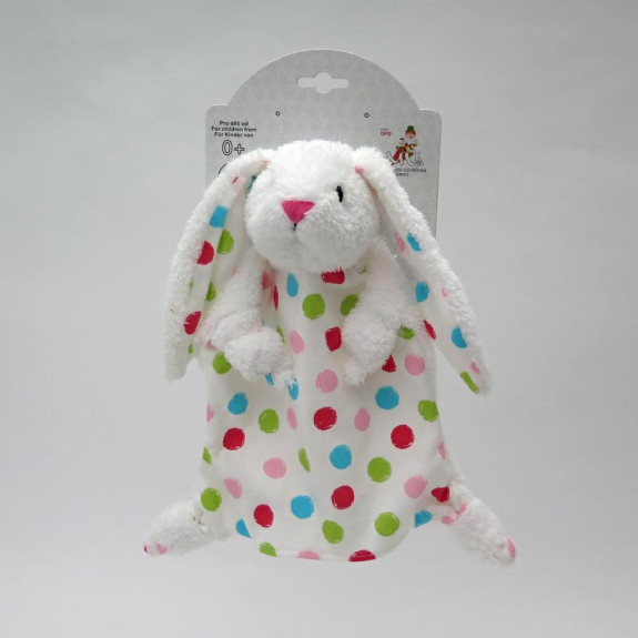 Králik 30 cm biely, uzlíkový maňuška