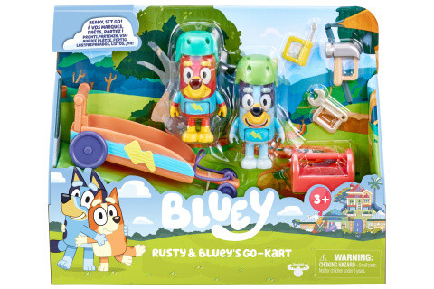 Sada figúrok Gokart motokára Bluey a Rusty
