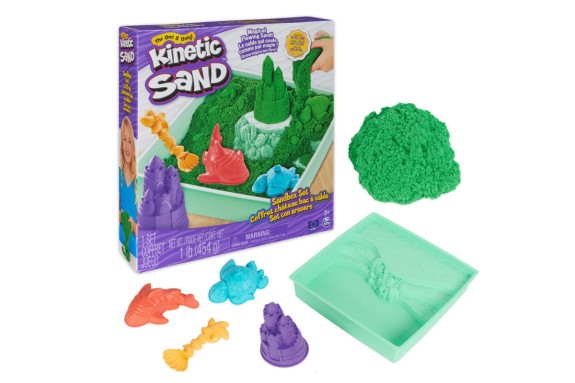 Škatuľa tekutého piesku s podložkou zelená Kinetic Sand