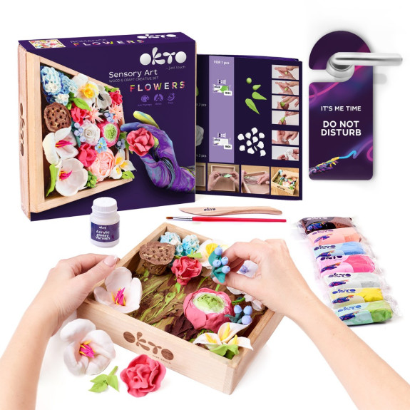 Výtvarná modelovacia sada DIY kvety s dreveným rámom Romance Okto