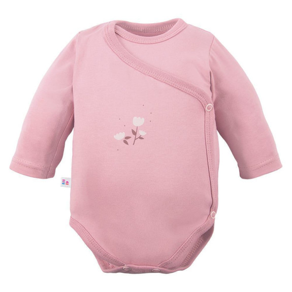 Zavinovacie body Petite s dlhým rukávom ružové kvetinky Eevi