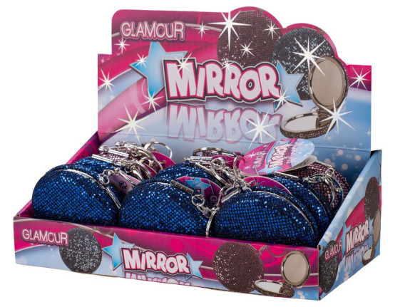 Prívesok na kľúče/zrkadlo s trblietkami 7 cm Glamour