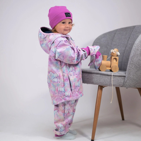 Detská softshellová bunda Duo Jednorožec - ružová Esito