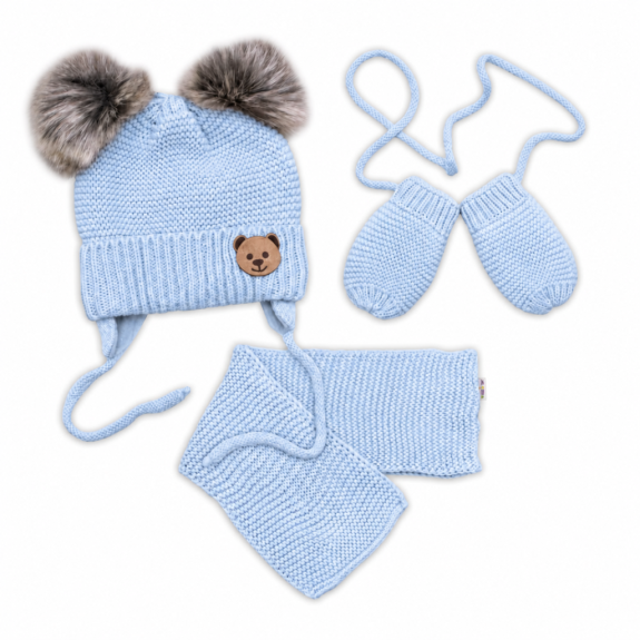 Detská sada zimnej čiapky so šálom + rukavičky Teddy Bear Baby Nellys