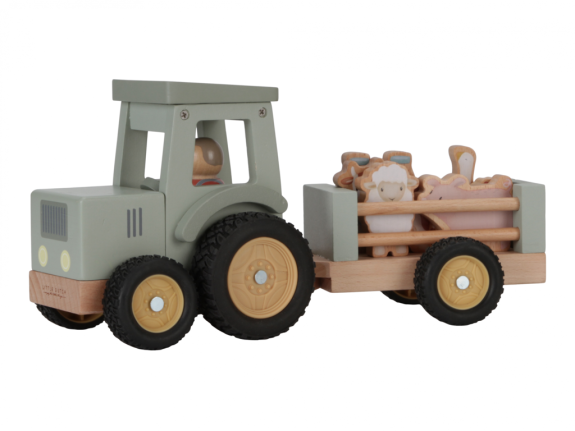 Traktor s prívesom drevený Farma Little Dutch