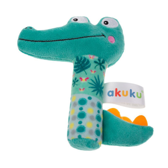 Plyšová hračka s pískatkom - Krokodíl, zelená Akuku