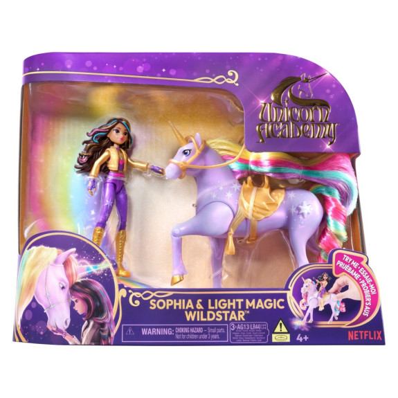 Unicorn academy svetelný jednorožec a figúrka Sophia & Wildstar 11 cm