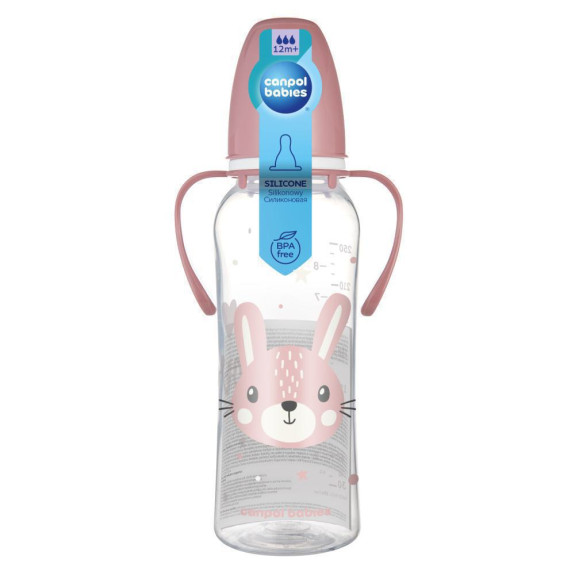 Fľaša úzkohrdlá s úchytmi Cute Animals 250 ml Canpol babies