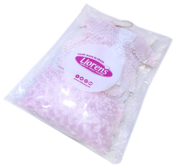 Obleček pre bábiku bábätko New Born veľkosti 40-42 cm Llorens 3-dielny ružovo-biely