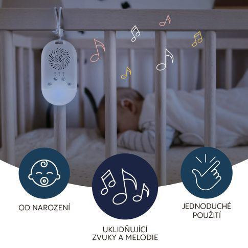 Prenosný zaspávací modul s LED svetlom, bielym šumom a zvukmi Zopa White