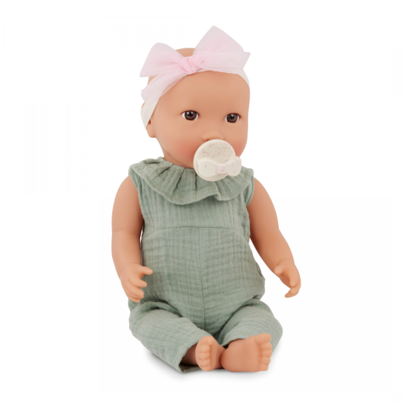 Bábika 35 cm v overale s čelenkou LullaBaby