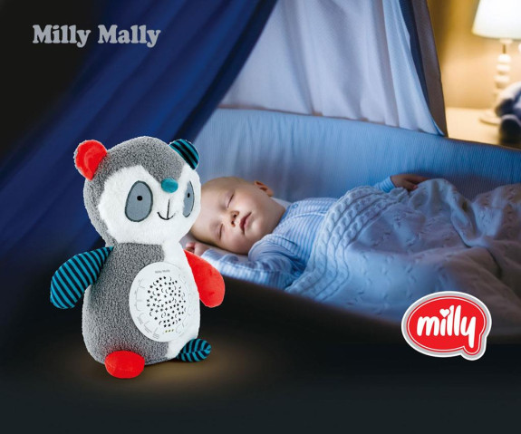 Plyšový zaspávač panda s projektorom Milly Mally