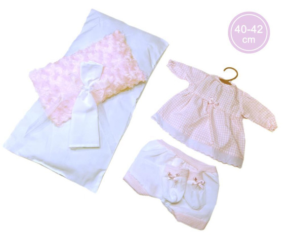 Obleček pre bábiku bábätko New Born veľkosti 40-42 cm Llorens 3-dielny ružovo-biely