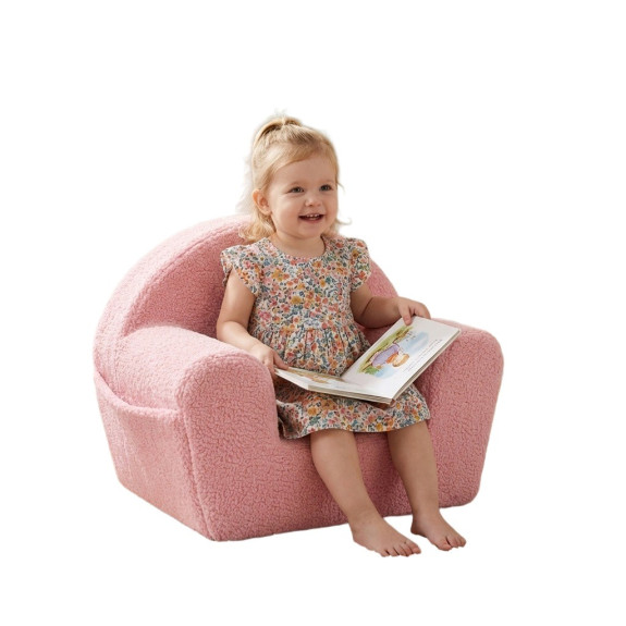 Detské kreslo s bočným vreckom Teddy pink New Baby