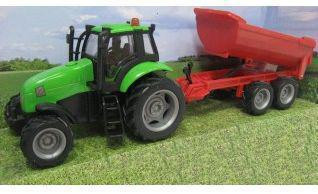 Traktor s vlečkou na zotrvačník so zvukom a svetlom, kov