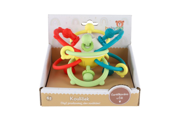 Guliček hrkálka silikón/plast 13 x 9 cm Babyted