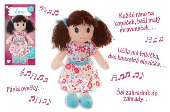 Bábika Ema handrová plyš 40 cm česky hovoriaca a spievajúca