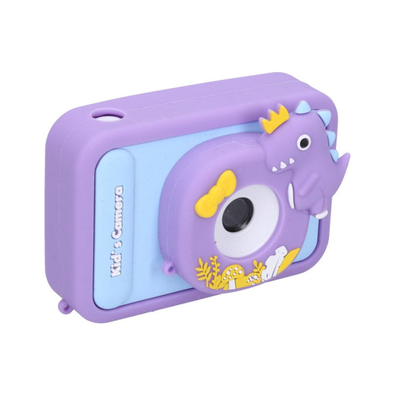 Detský digitálny fotoaparát silikónové púzdro dino statív - foto 48Mpx video Full HD