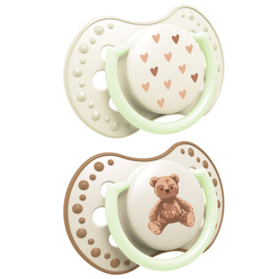 Cumlík svietiaci silikónový dynamický 2 ks Teddy Love 0 - 6 m Lovi