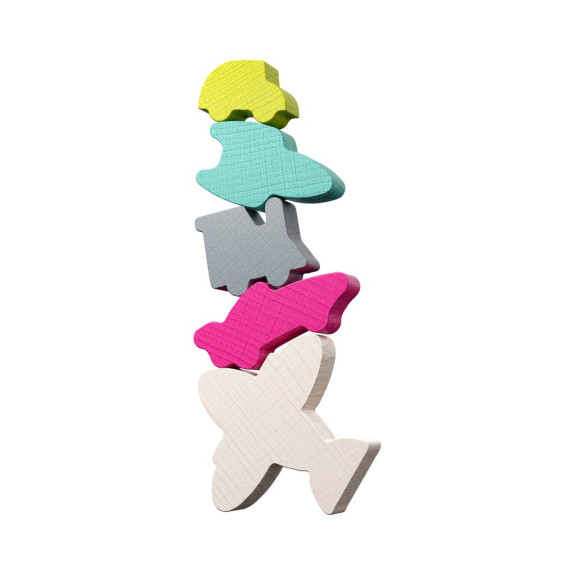 Dynamická zábavná hra Stacking Challenge Doprava 5 figúrok 300 zadaní Haba