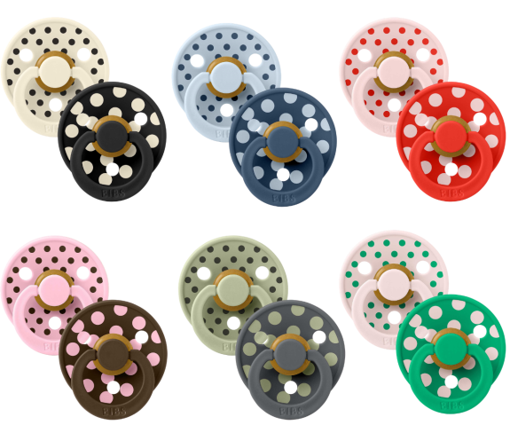 Cumlík z prírodného kaučuku Colour Polka 0 - 6 mesiacov Bibs