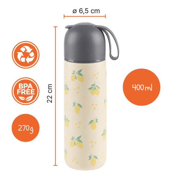 Termoska na tekutiny so silikónovým držiakom 400 ml Zopa