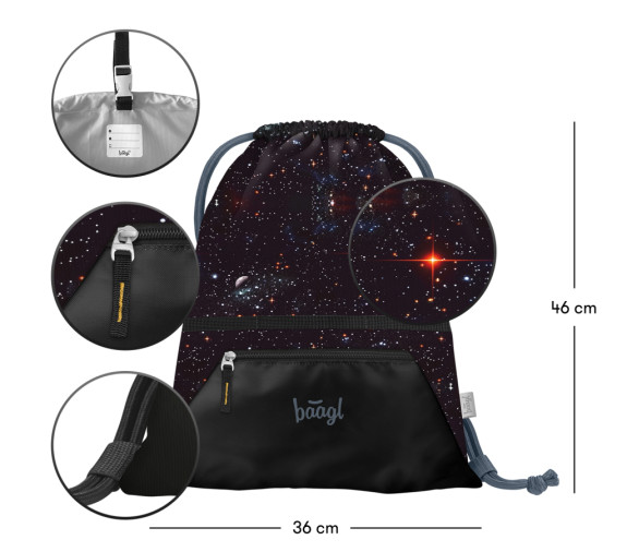 Set 3 Zippy plus Pixel Space: aktovka, peračník, sáčok Baagl