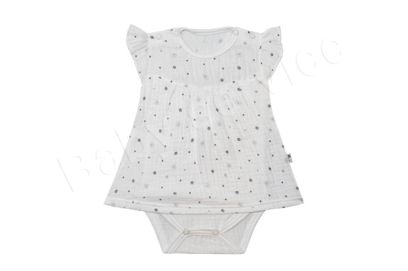 Dojčenské body/šaty krátky rukáv mušelín Hviezdičky Baby Service