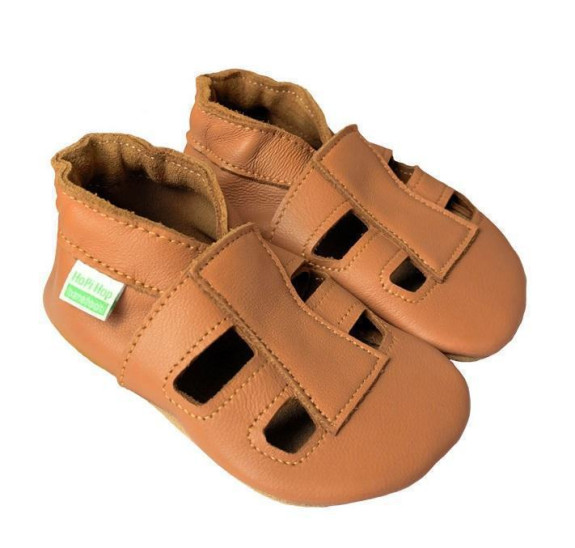Kožené capáčky sandálky Barefoot Vel. L (12-18 mes.) Hopi Hop