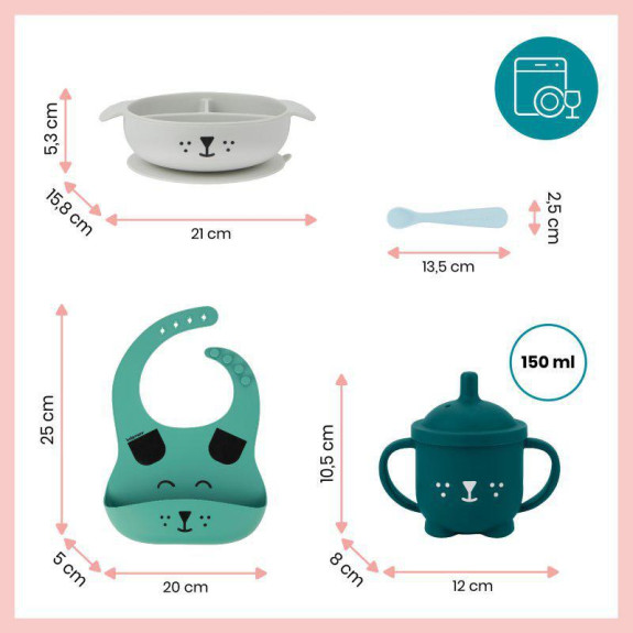 Silikónová jedálenská súprava LEARN´ISY Kit