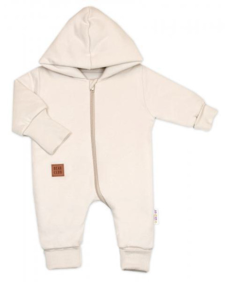 Bavlnený overal s kapucňou, rukavičky, topánky, 3D sada Sv. béžový Baby Nellys