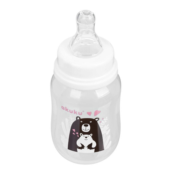Fľaša s obrázkom 125 ml Medveď biela Akuku