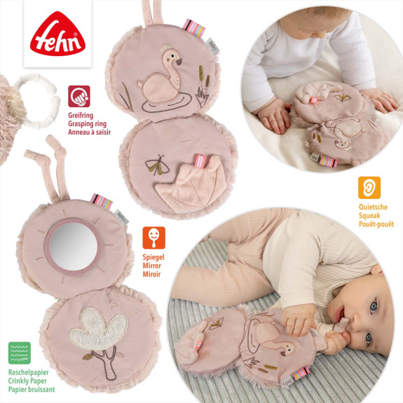 Plyšová knižka plameniak, Pink Baby Fehn