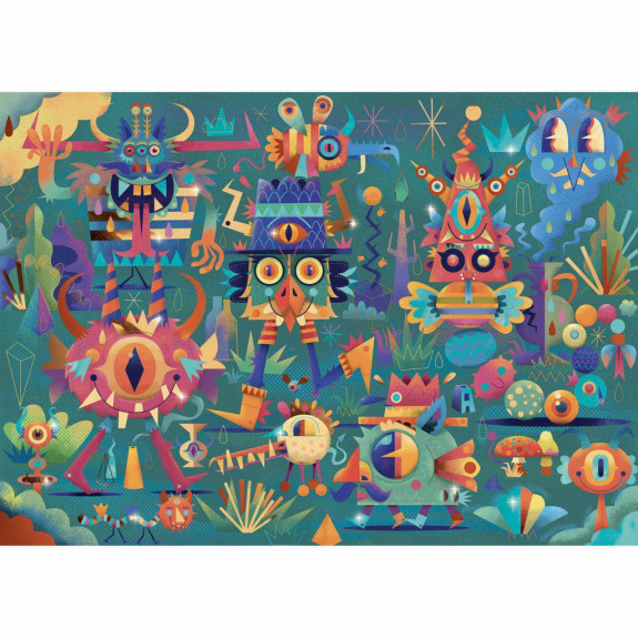 Djeco Puzzle metalické Monster party - 50 dielikov
