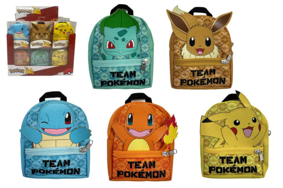 Mini batoh / batôžtek Pokémon látka 9x11cm 5 farieb v plastovej krabičke 24ks v boxe